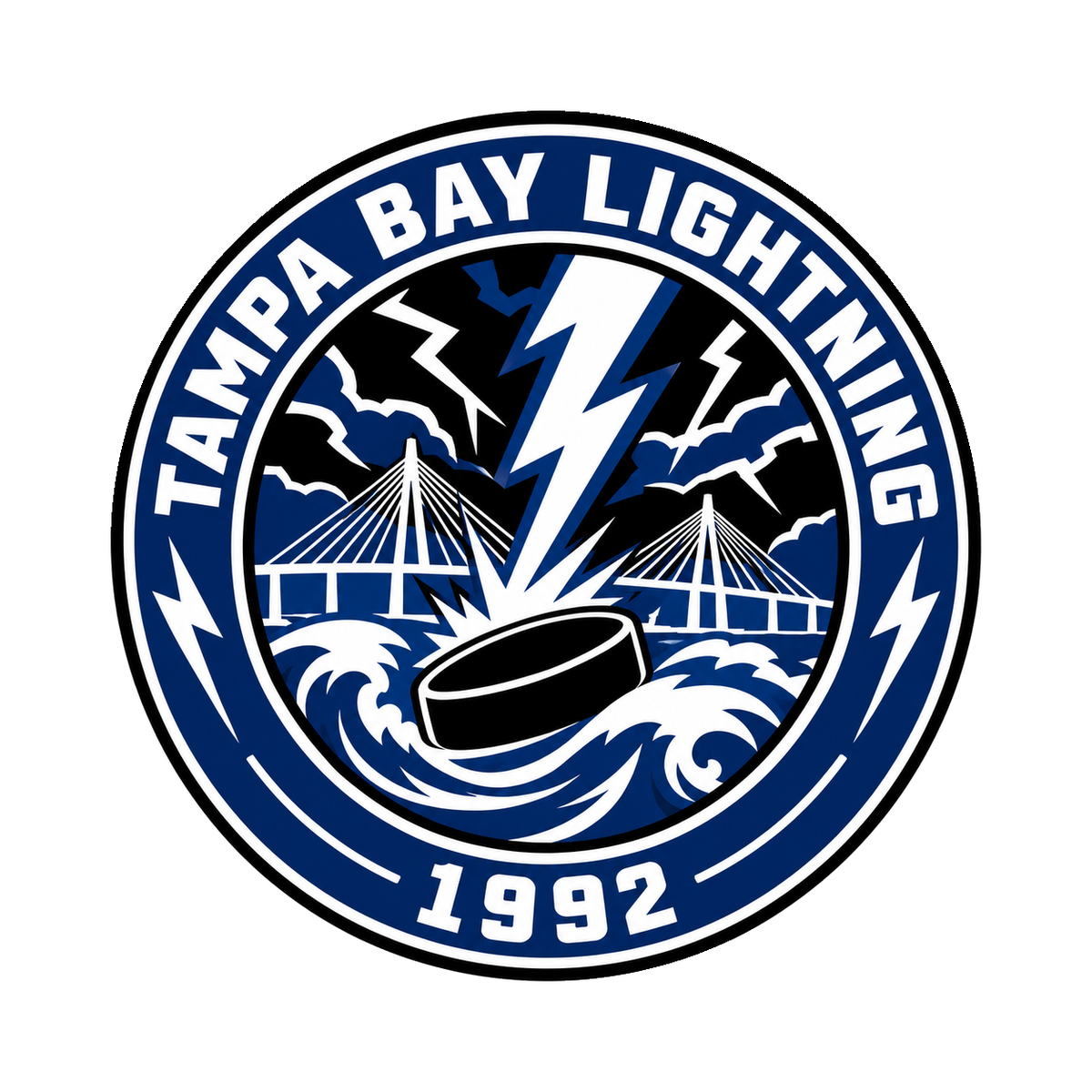 Tampa Bay Lightning NHL seal — complete front view; illustrative rendering