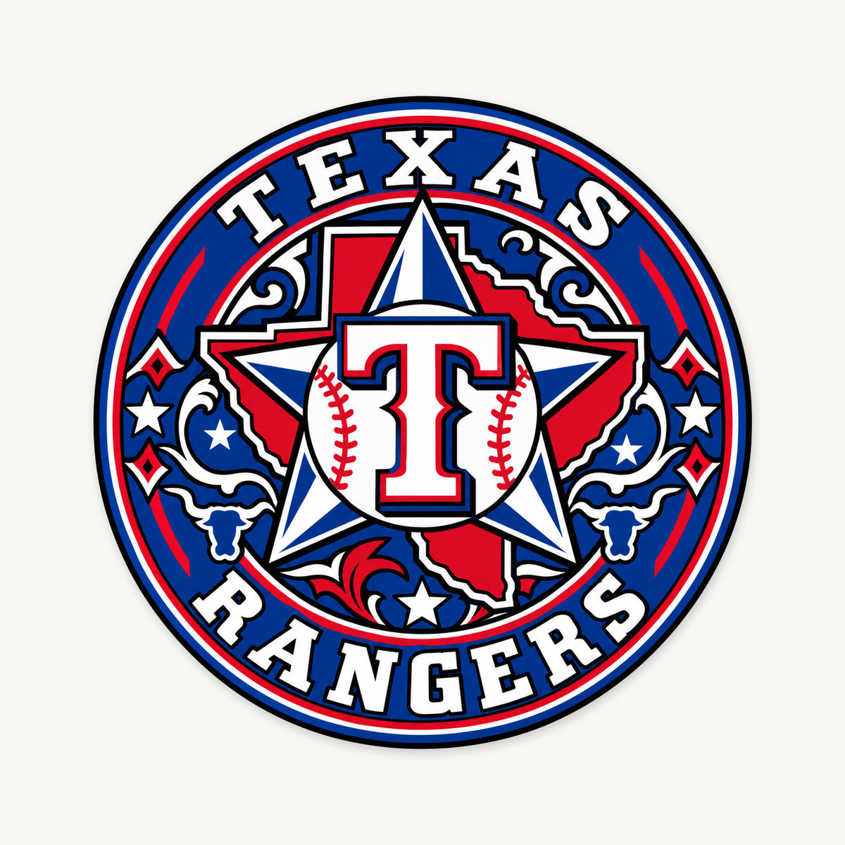 Texas Rangers MLB Team Seal — front view; illustrative rendering