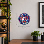 Texas Rangers MLB Team Seal — example wall display with 9.5-inch width and height guides; illustrative rendering