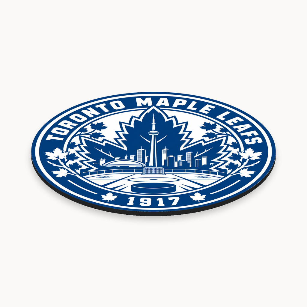Toronto Maple Leafs NHL seal — angled thin-profile view; illustrative rendering