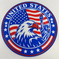 Front photograph of the 9.5-inch United States PLA country seal with two hanging holes