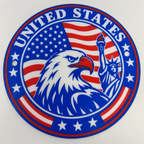 Front photograph of the 9.5-inch United States PLA country seal with two hanging holes