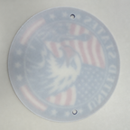 Back photograph of the 9.5-inch United States seal showing its backing and two hanging holes