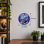 Utah Jazz NBA seal — wall display with 9.5-inch width and height measurements; 9.5-inch size shown; illustrative rendering