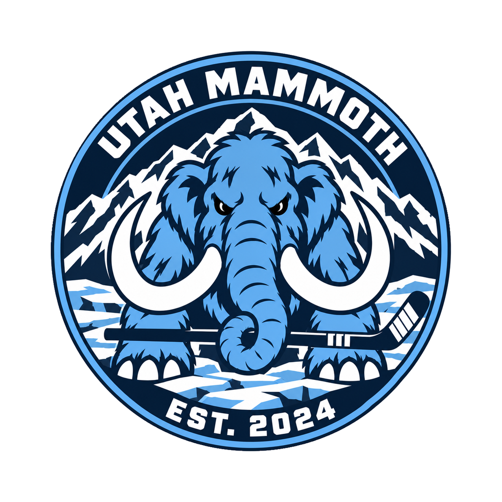Utah Mammoth NHL seal — complete front view; illustrative rendering