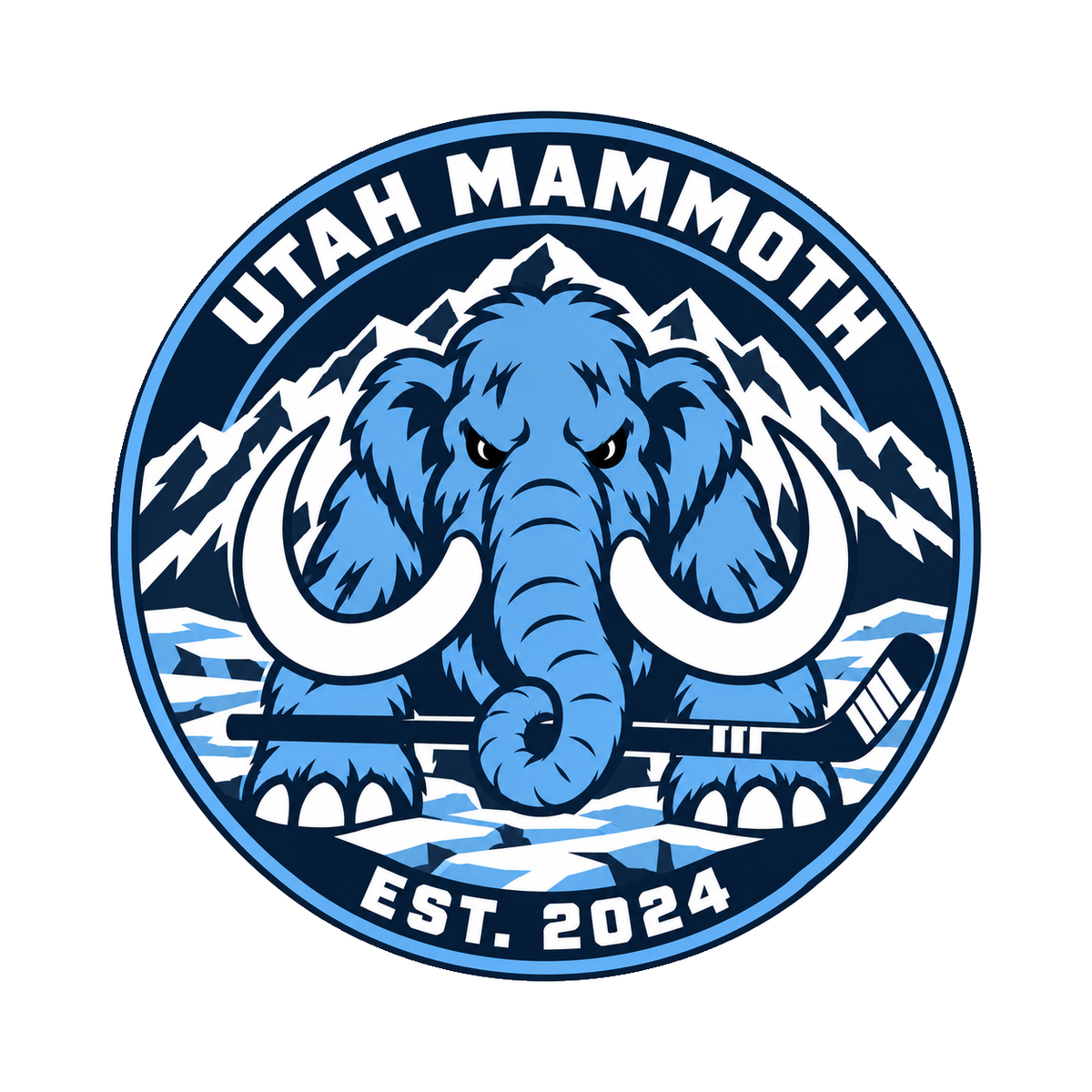 Utah Mammoth NHL seal — complete front view; illustrative rendering