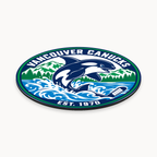 Vancouver Canucks NHL seal — angled thin-profile view; illustrative rendering