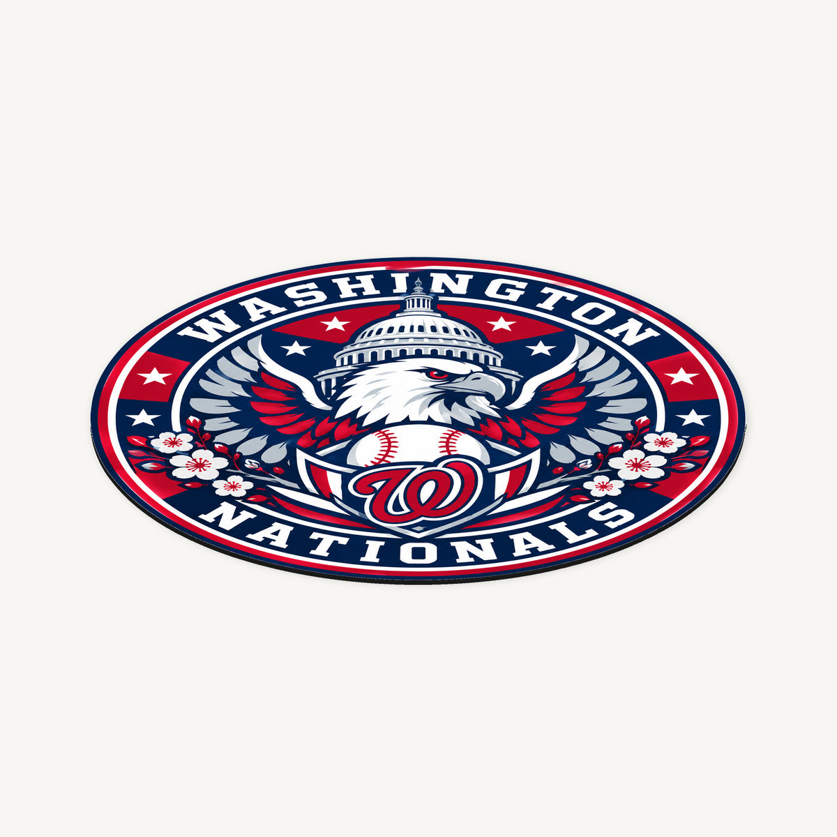Washington Nationals MLB Team Seal — angled view showing the thin plaque profile; illustrative rendering