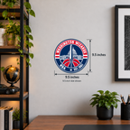 Washington Wizards NBA seal — wall display with 9.5-inch width and height measurements; 9.5-inch size shown; illustrative rendering