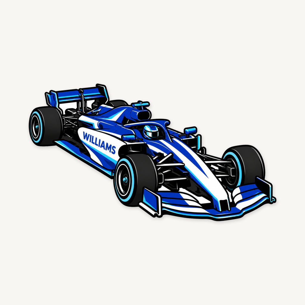 Williams F1 Car Sign — front view; illustrative rendering