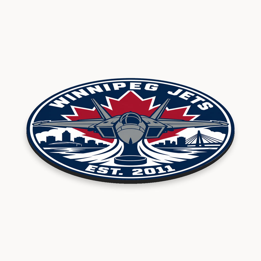 Winnipeg Jets NHL seal — angled thin-profile view; illustrative rendering