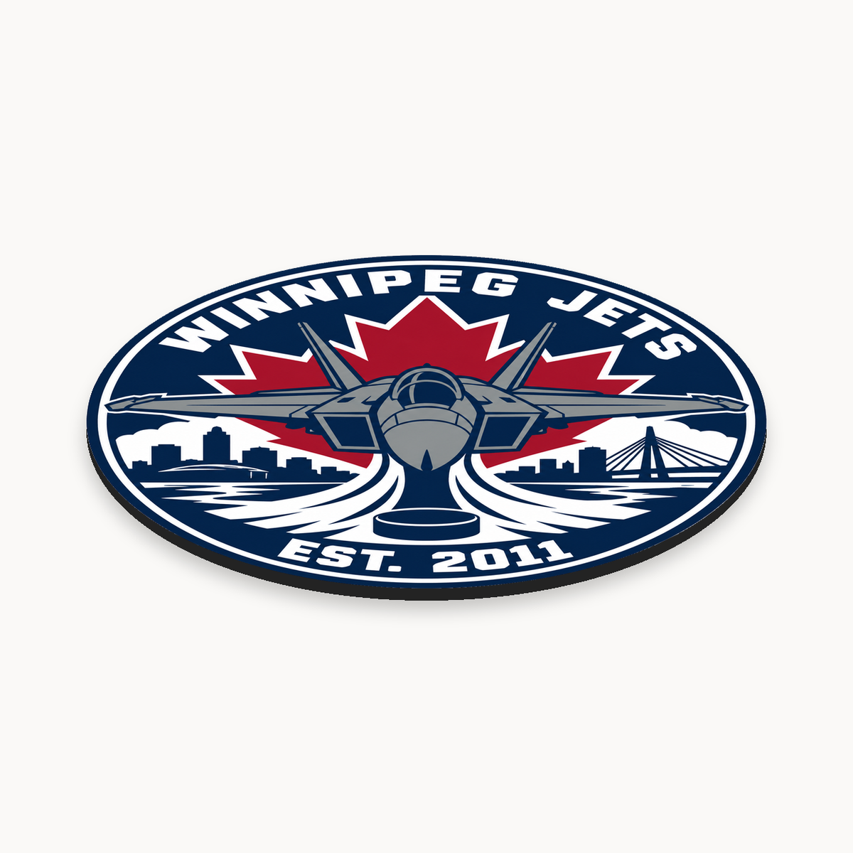 Winnipeg Jets NHL seal — angled thin-profile view; illustrative rendering